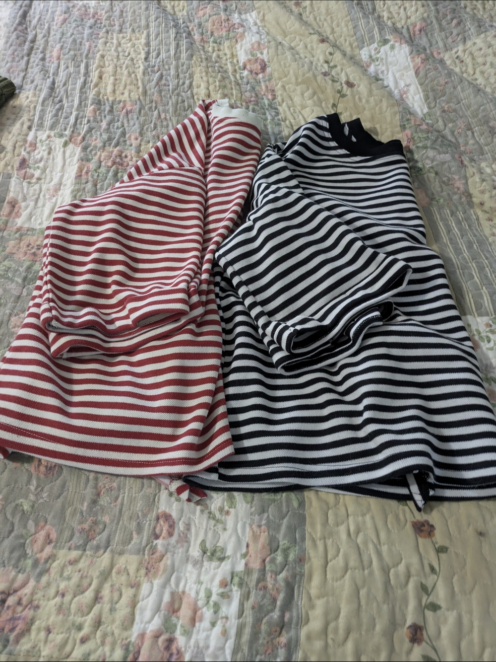 Striped Knit Tops - Red/White & Black/White Duo